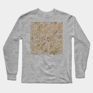 Lakeside garden watercolor earth tones dark grey linen texture Long Sleeve T-Shirt